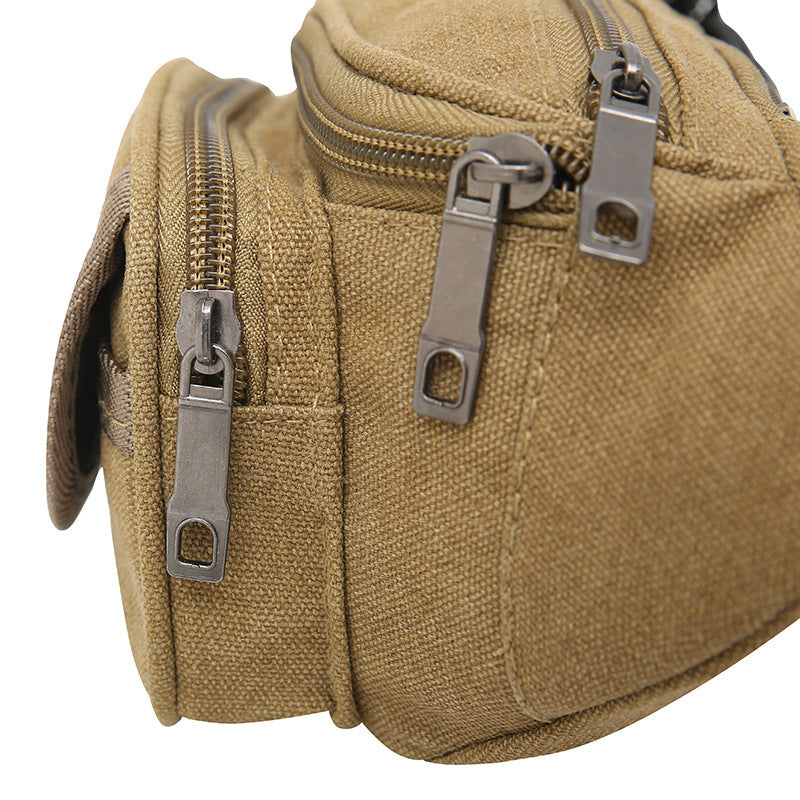 Mens Canvas Waist Bag Durable Multifunctional Outdoor Fanny Pack With Adjustable Strap
