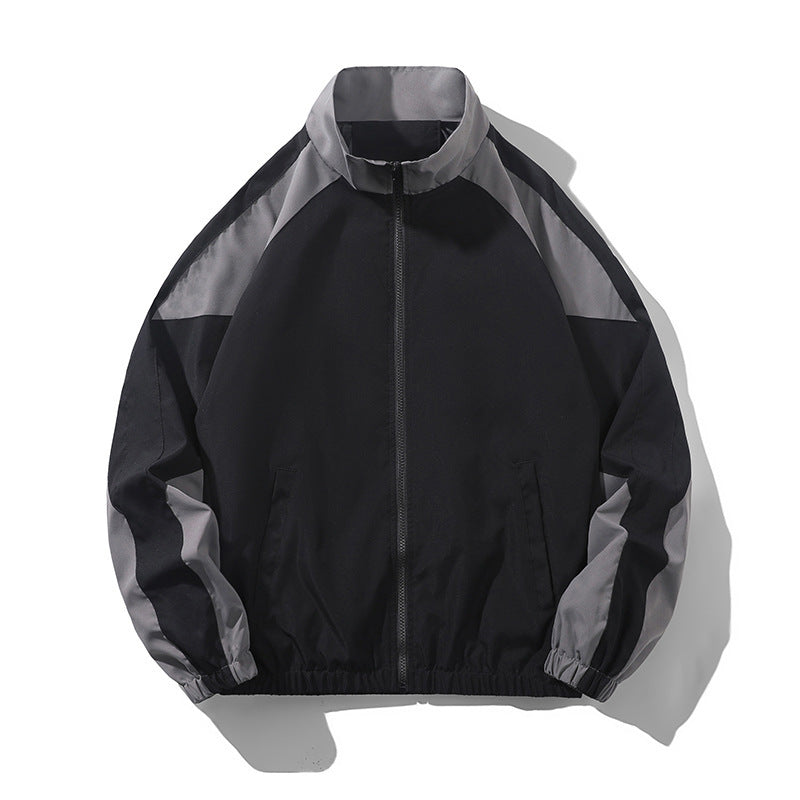 Men's Casual Spring And Autumn Outdoor Stitching Contrast Color Jacket