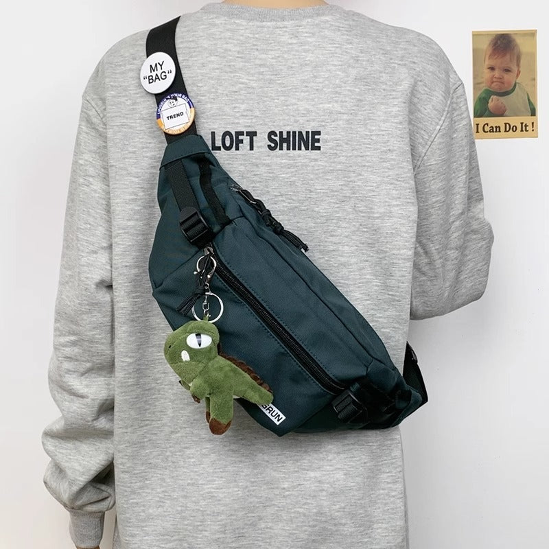 Trendy Chest Bag for Men One Shoulder Waist Pack Oxford Cloth Durable Sport Crossbody Bag