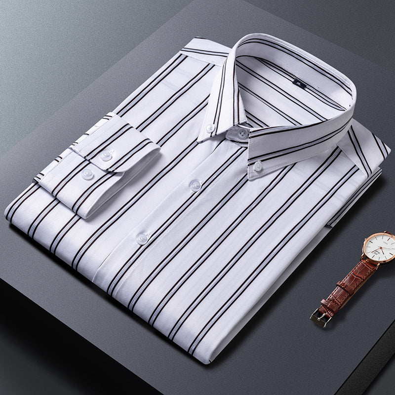 Business Casual Slim-fitting Striped Printed Shirt Men