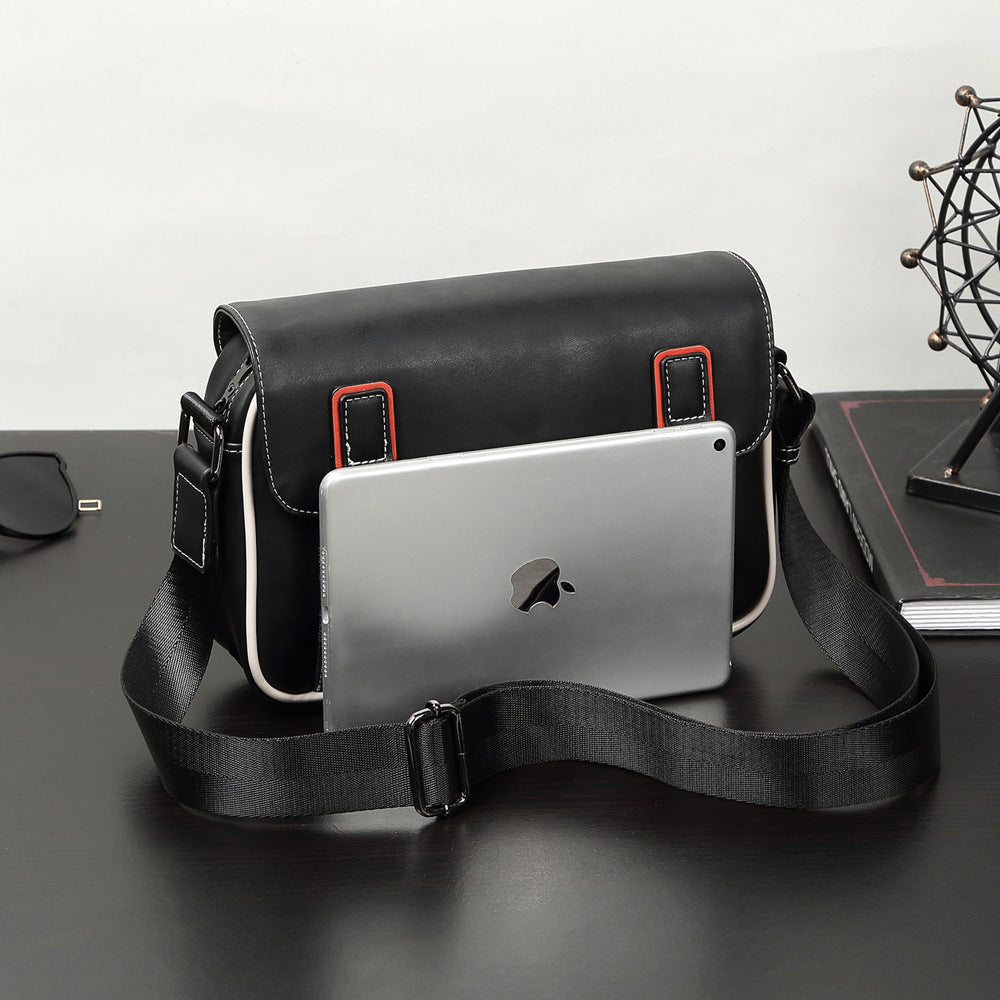 Men's PU Leather Plaid Shoulder Bag Crossbody for Casual Travel and Business Commuting