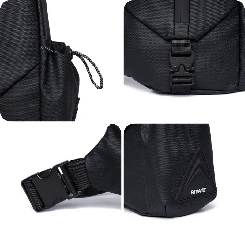 Derm Mens Crossbody Motorcycle Chest Bag Triangle Sunday Bag Waterproof Durable Everyday Carry Gray Black Green Blue