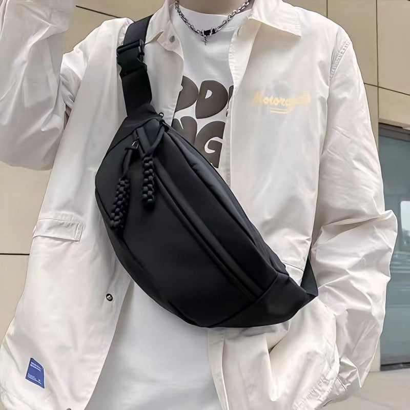 Mens Chest Bag Small Crossbody Shoulder Bag For Sports Nylon Lining Polyester 35cm Wide 16cm High 10cm Deep