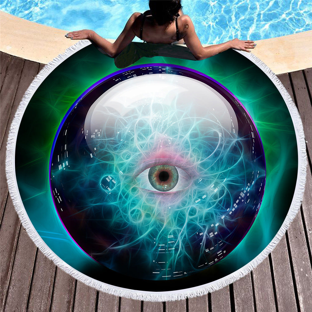 Retro round printed beach towel