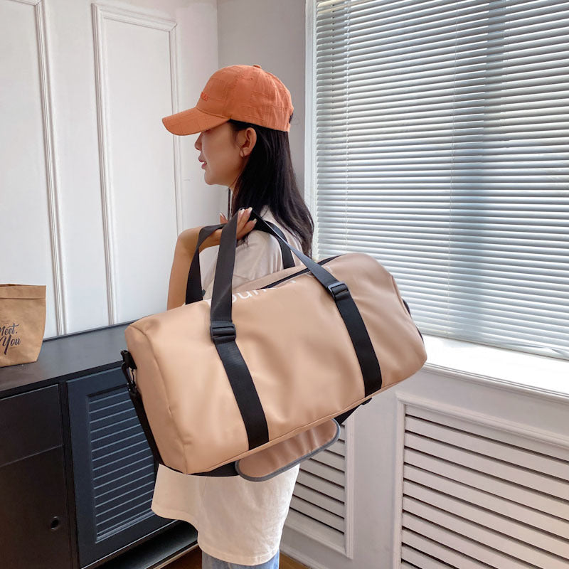 Portable One Shoulder Luggage Bag Storage Organizer Waterproof PU Travel Bag With Dry Wet Separation