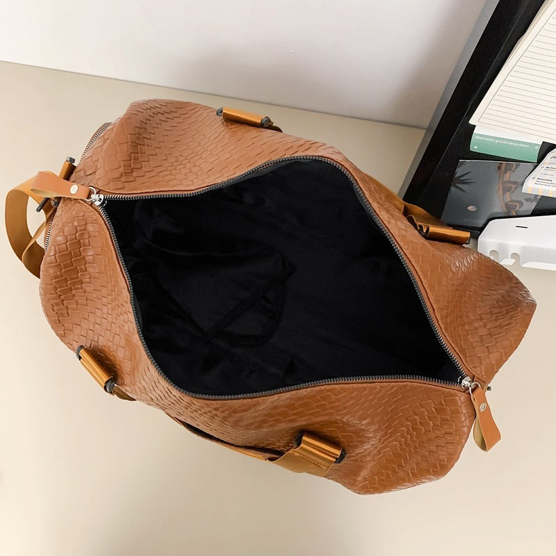 Portable Crossbody Luggage Bag One Shoulder For Short Distance Travel Large Capacity 56L 75L Waterproof PU Plaid