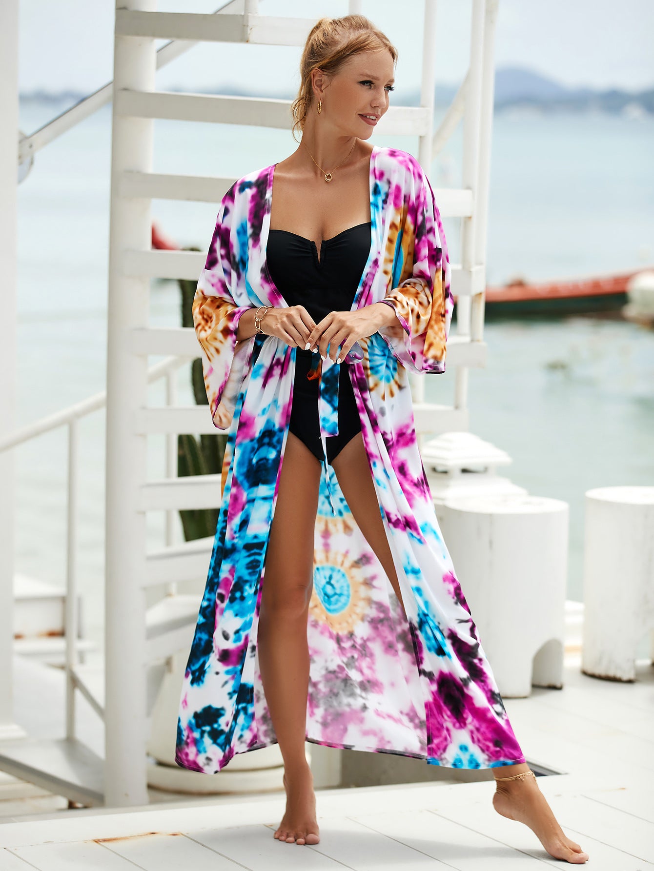 New Rayon Printed Beach Sun Protection Outerwear Cover-up Women