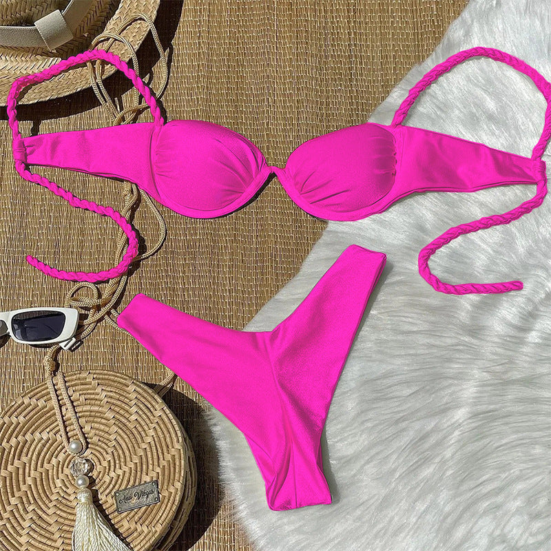 Woven Strap Seaside Swimwear Women