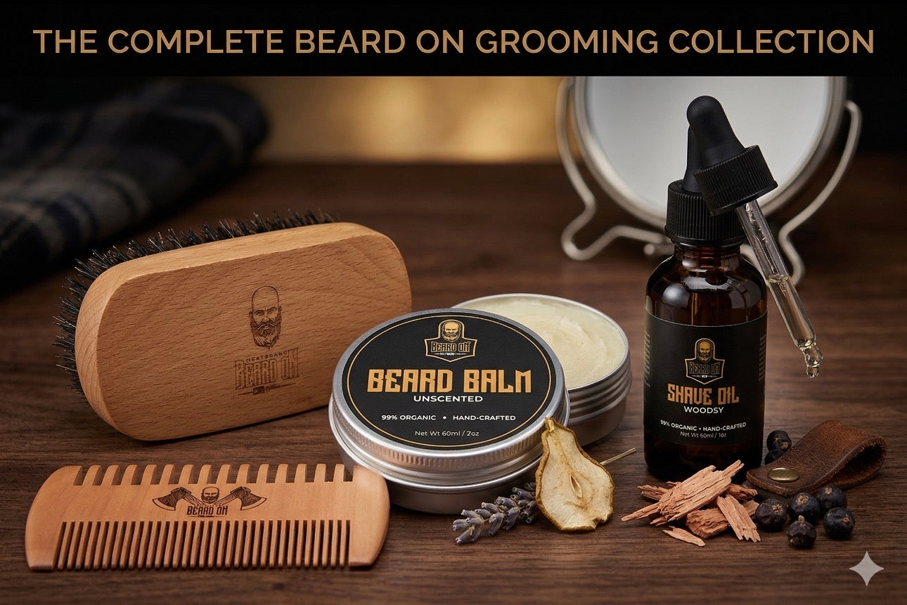 Beard Growth & Grooming Kit – USDA Certified Organic Beard Oil, Balm & Wooden Comb-4