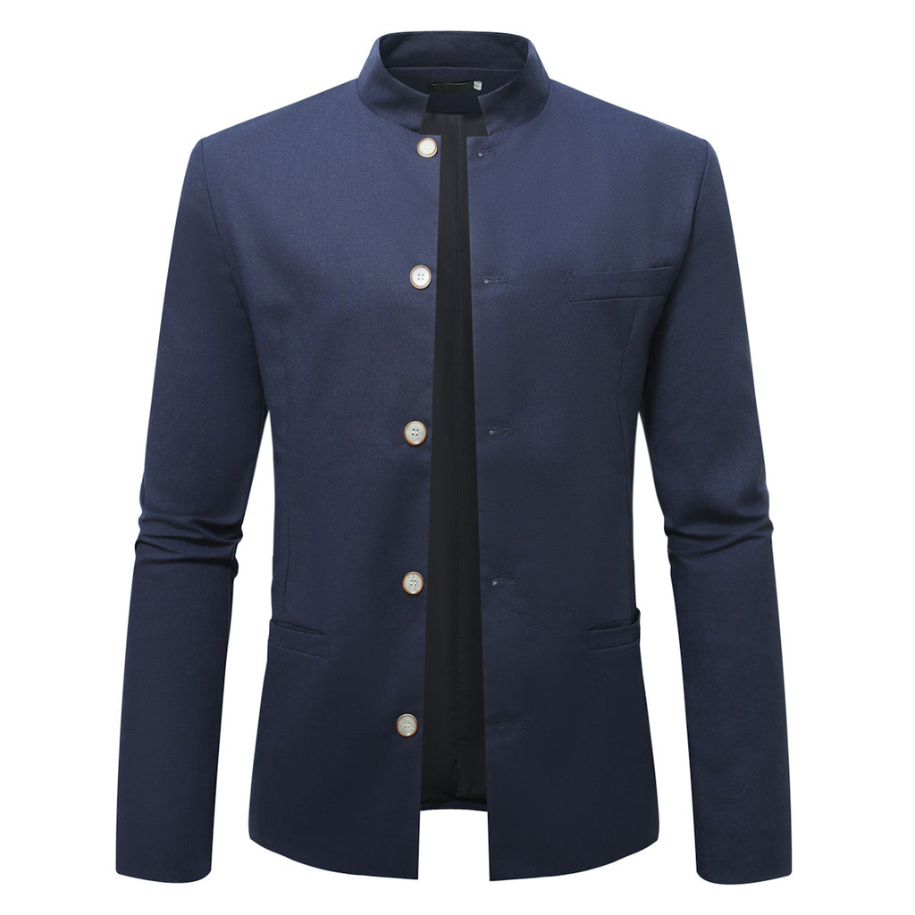 Men's Casual Stand Collar Single Western Coat Slim Fit
