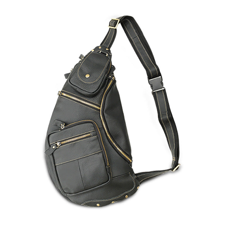 Large Capacity Retro Mens Cowhide Messenger Bag for Leisure Travel European American Style Black Brown Wine Red