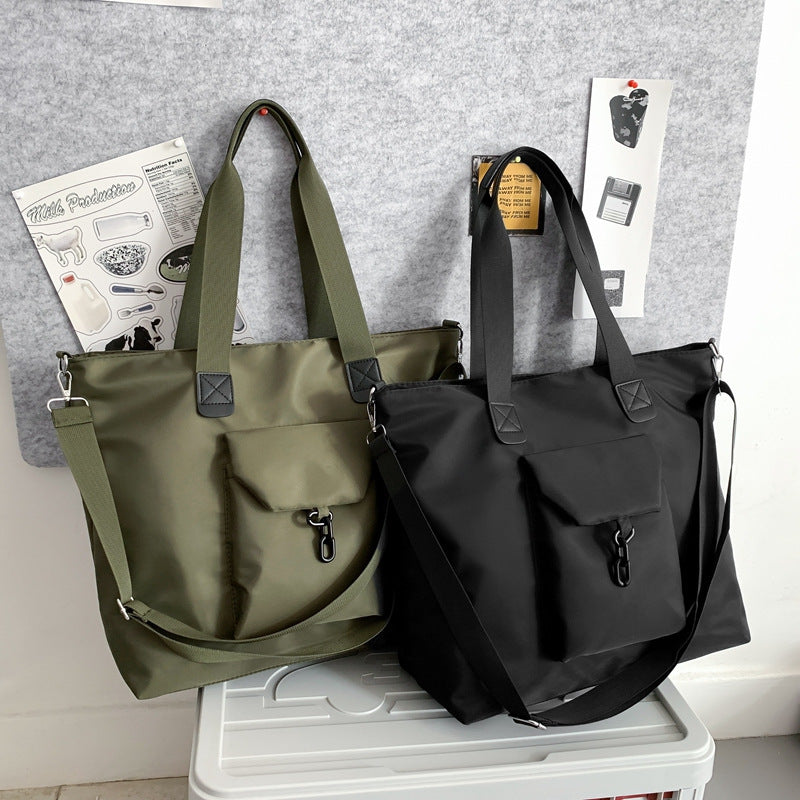 Large Capacity Crossbody Bag Hand Carry Dual Use for Short Trips Urban Travel Oxford Cloth Black Green