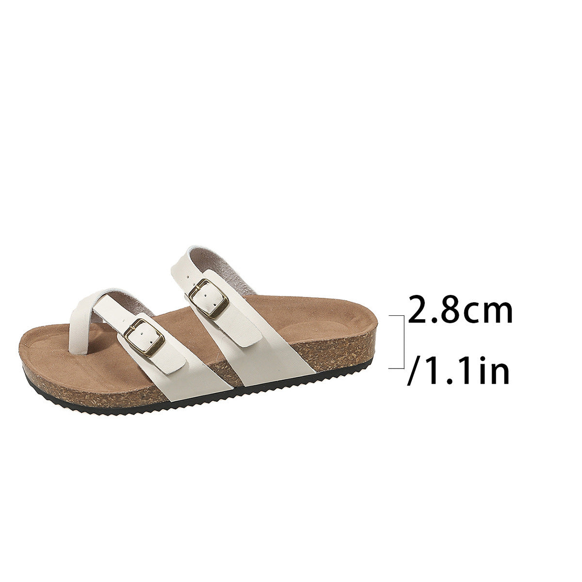 Double Row Buckle Open Toe Outdoor Slippers - Women's Casual Summer Sandals
