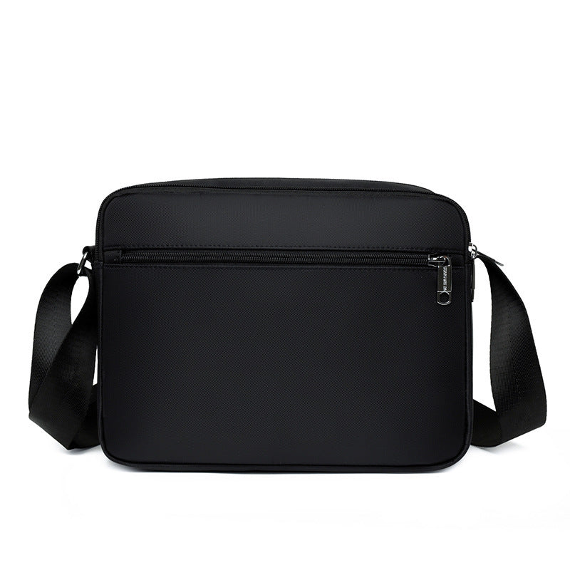 Men's Oxford Cloth Horizontal Multi Layer Messenger Bag For Business Wear Resistant Black