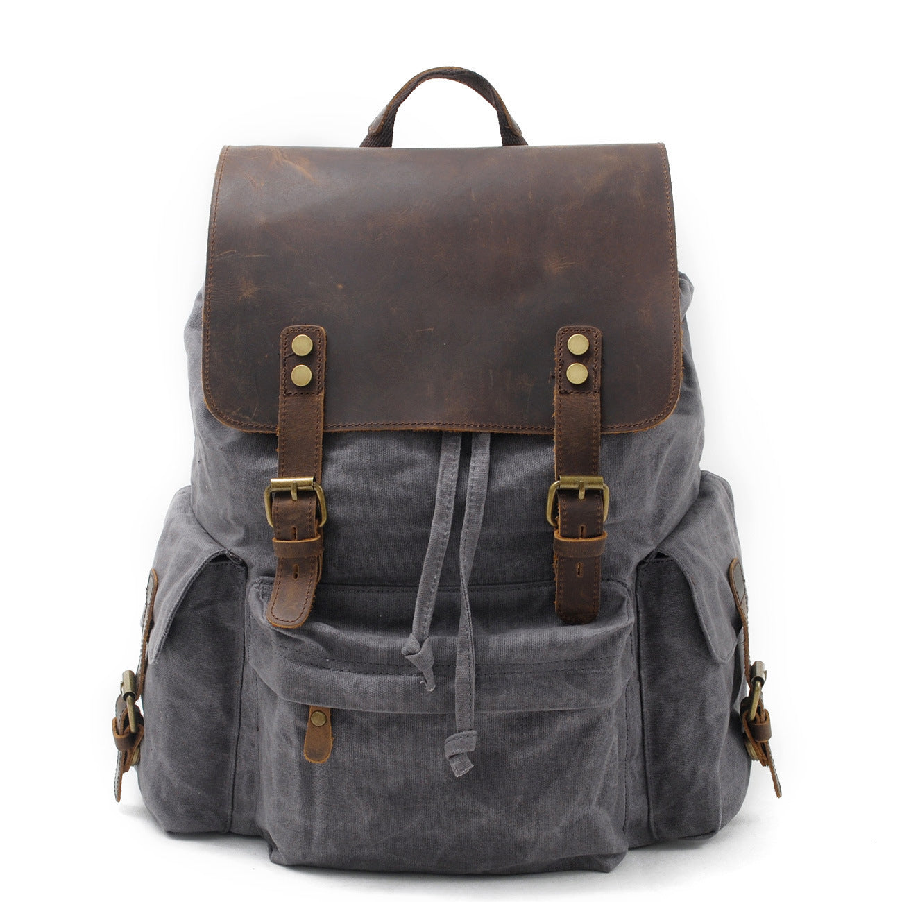 Men's Canvas Casual Backpack Oil Wax Laptop Travel Bag Muchuan 20 to 35L European Retro