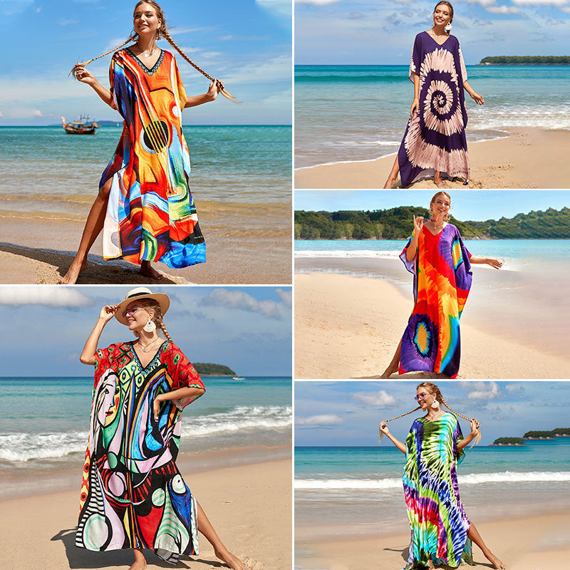 Rayon Print Bikini Swimsuit Cover Up Sun Shirt