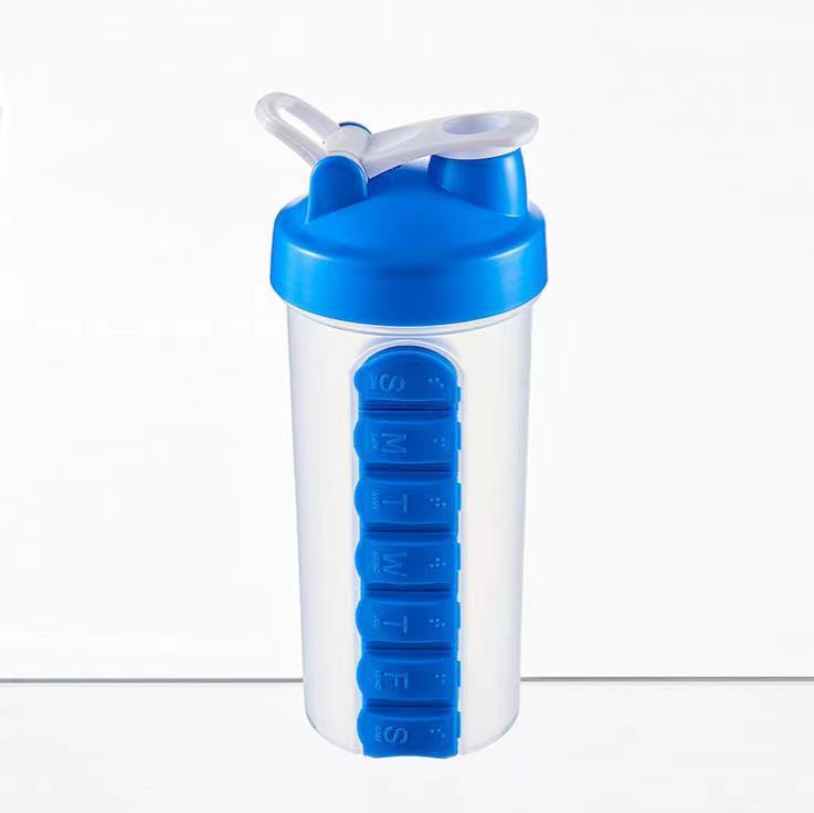 Outdoor Portable Water Bottle with Weekly Medicine Box - Multi-Function Cup