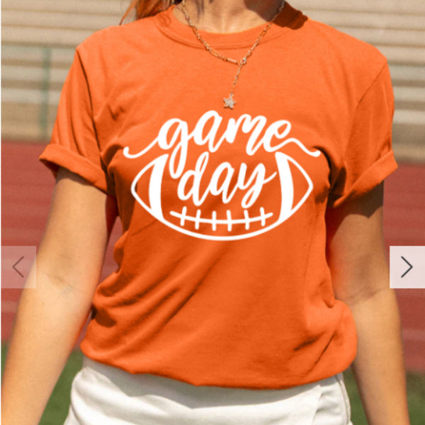 Orange Match Day Football Womens Printed Wear T Shirt Slim Fit Pullover Casual Polyester