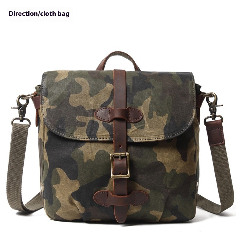 Camouflage Waterproof Canvas Shoulder Messenger Bag With Polyester Lining For Travel And Leisure Use