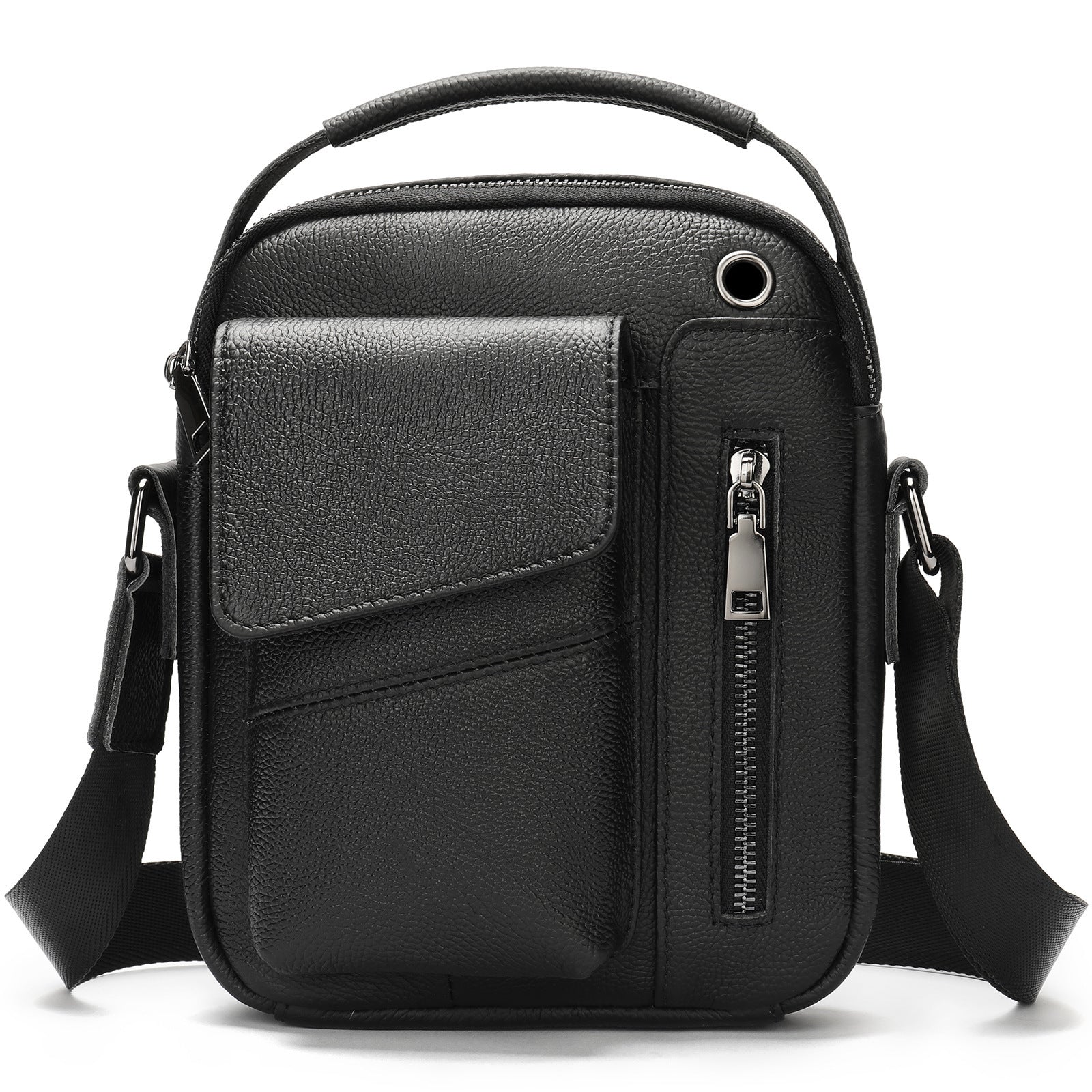 Men's Minimalist Leather Crossbody Bag for Business and Travel Genuine Cowhide Wear Resistant