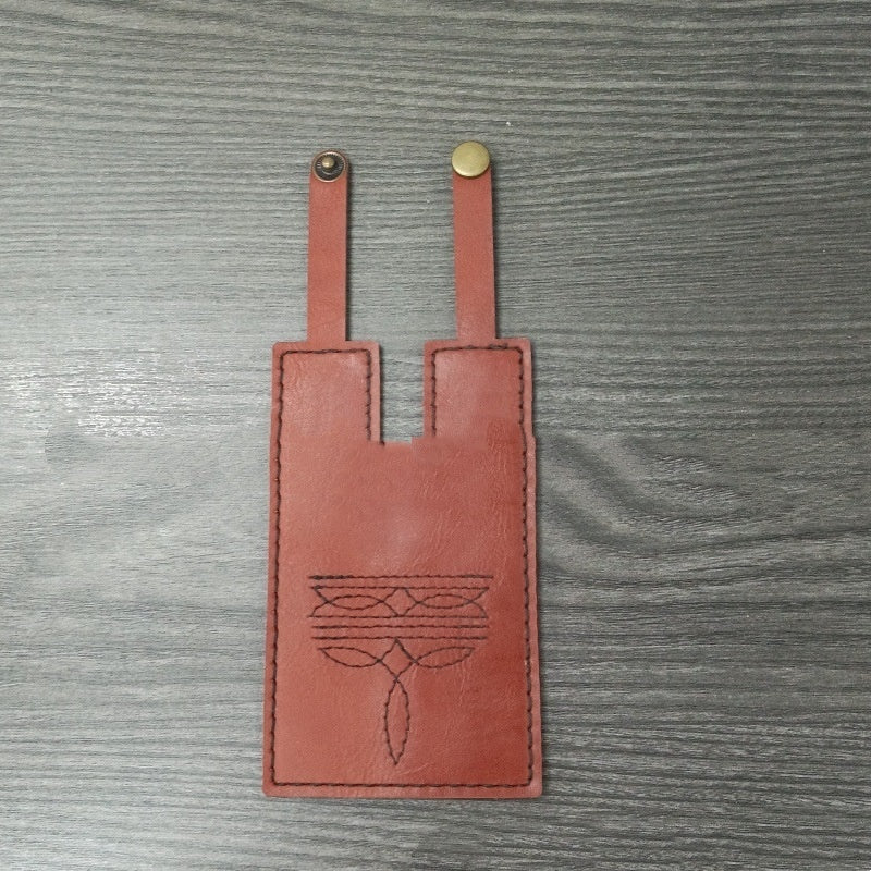 Western Boot Wallet With Snap Strap American Style Ornament Details In Brown Gray Sea Blue Dark Brown Rose Red