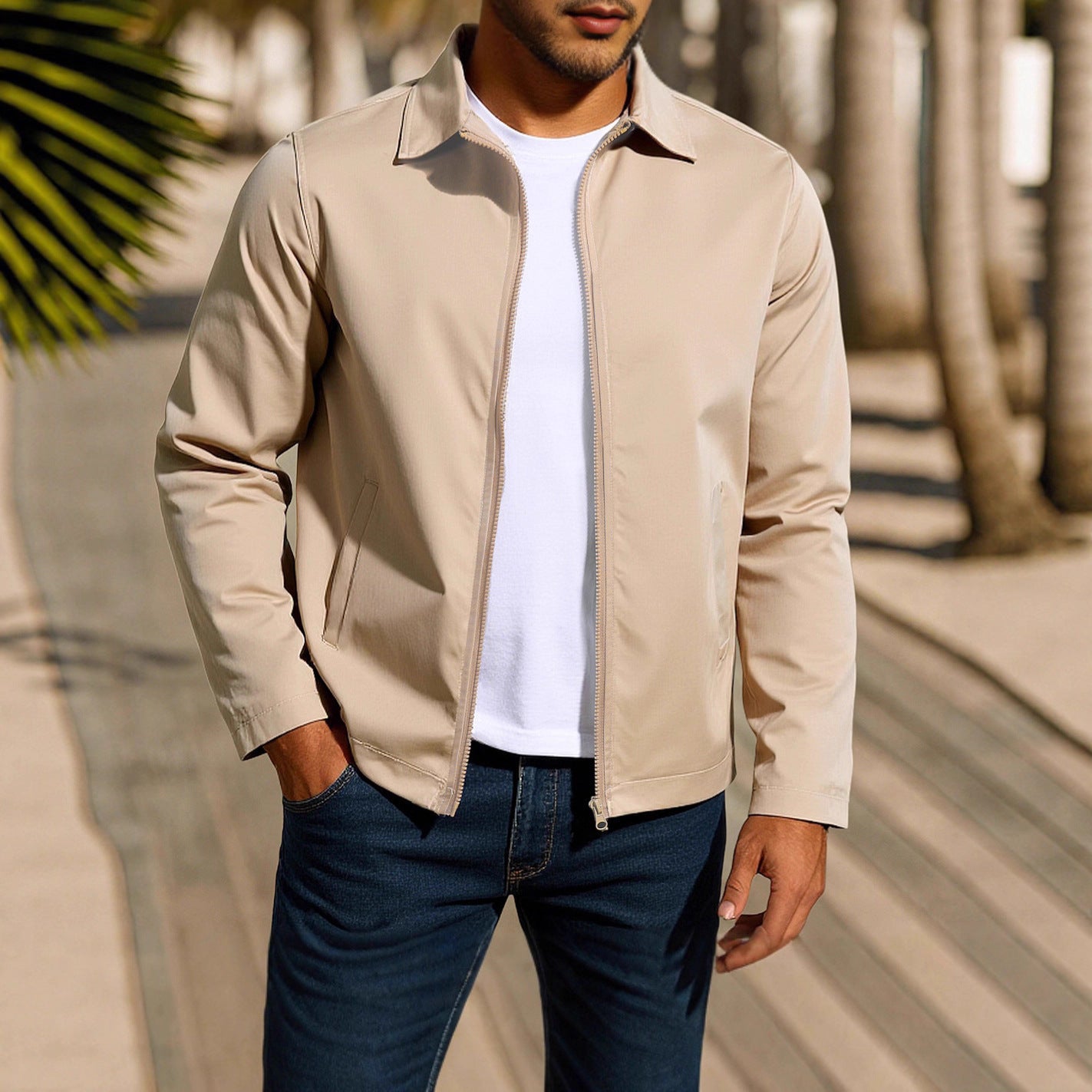Men's Coat Zipper Raglan Sleeve Cardigan Jacket