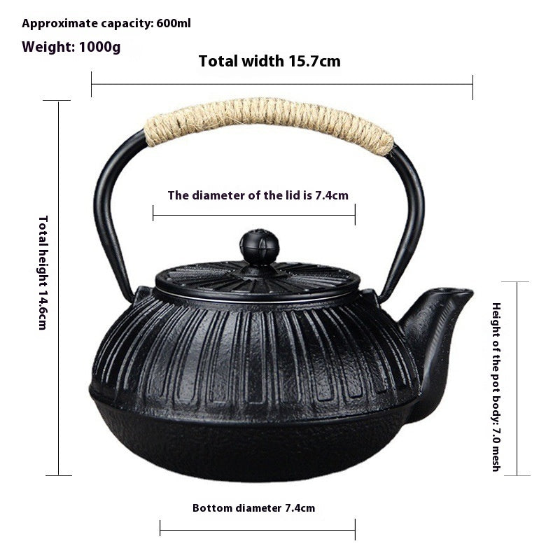 600ml Kettle Teapot With Tea Filter Assorted Designs Cast Iron Style Tea Set For Stove Top