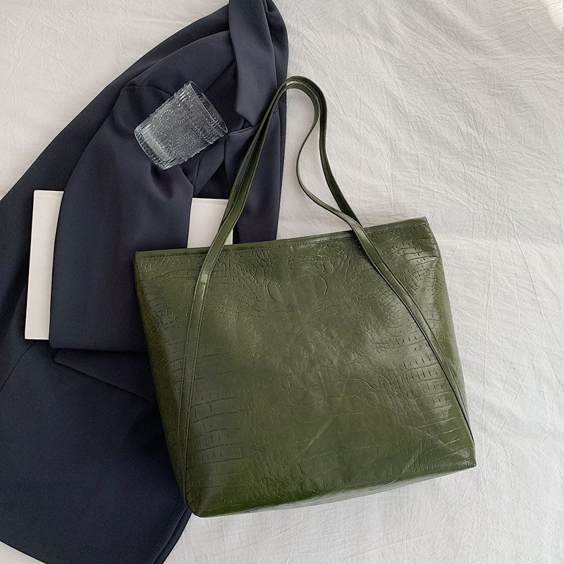 Retro PU Leather Tote Bag – Large Capacity Underarm Shoulder Bag | 8 Colors
