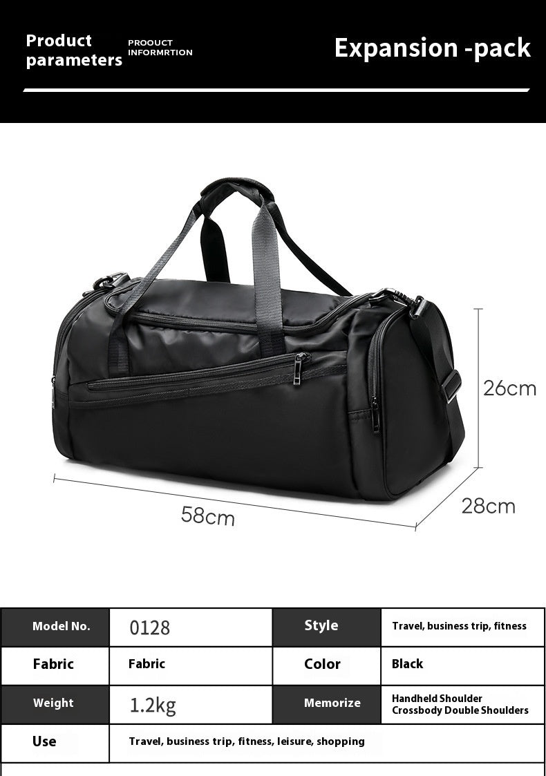 Mens Large Capacity Travel Dry Wet Separation Fitness Sports Training Portable Messenger Bag Nylon Black