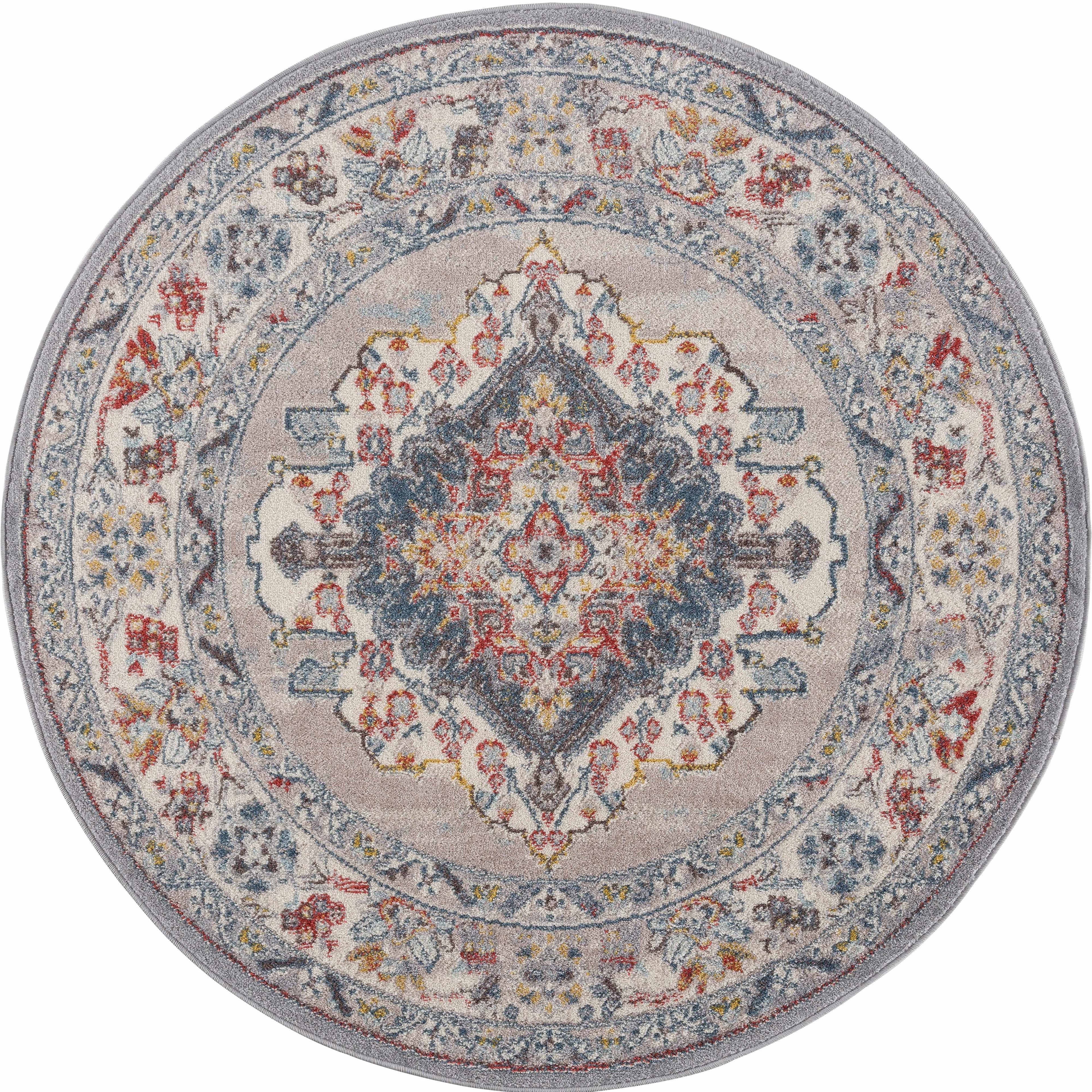 Haymond Traditional Area Rug – Taupe, Navy & Mustard Multi-Color