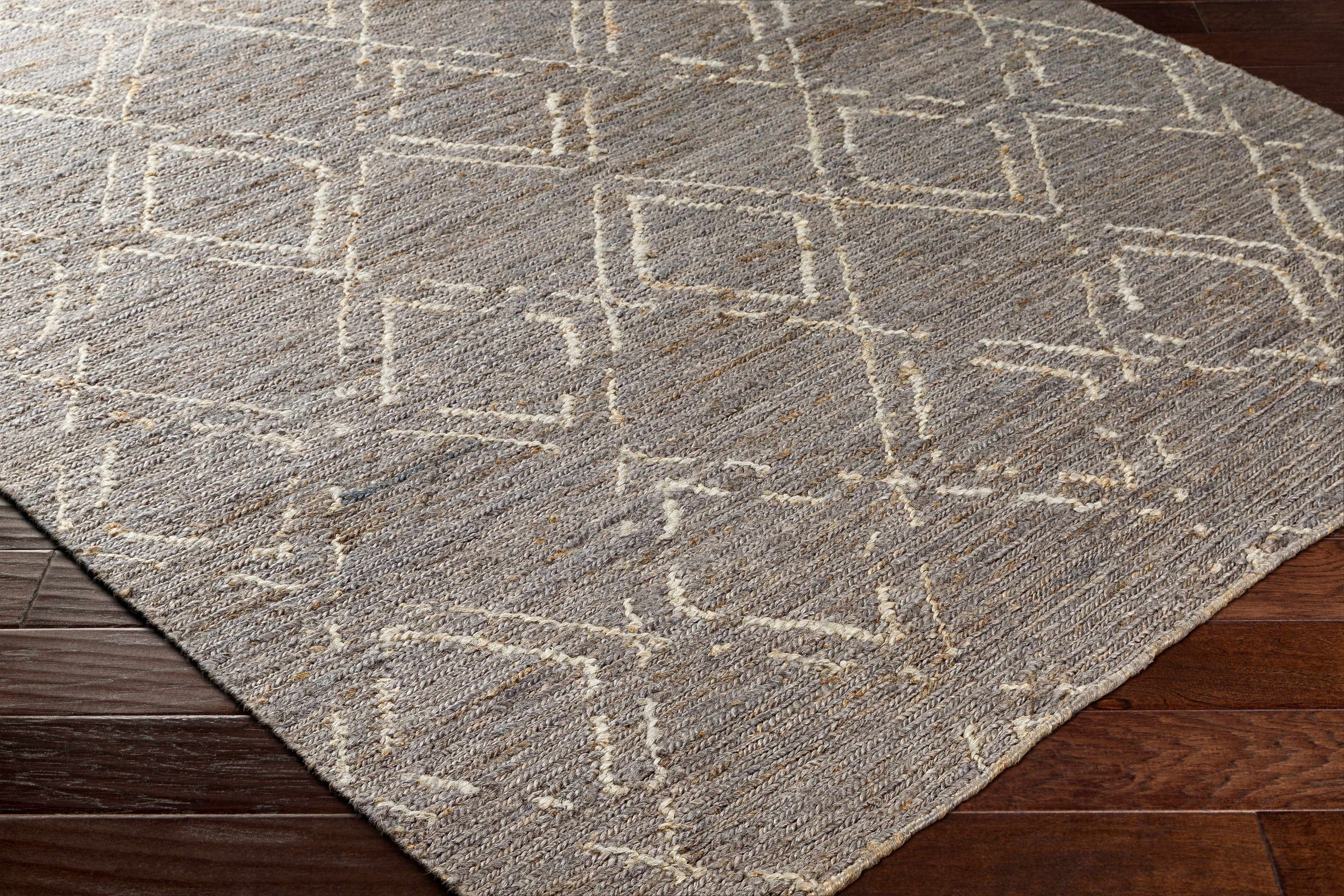 Ballyjamesduff Hand Woven Jute Area Rug – Natural Fiber, Beige & Charcoal