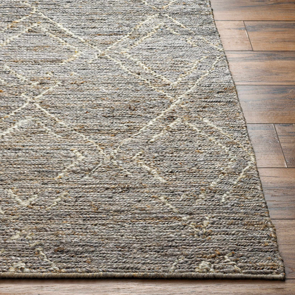 Ballyjamesduff Hand Woven Jute Area Rug – Natural Fiber, Beige & Charcoal