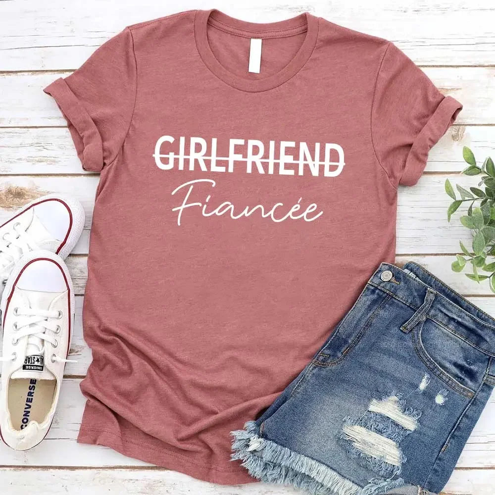 Mauve Girlfriend tee with white "Girlfriend Fiancée" print