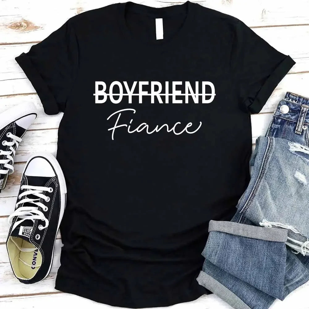 Black graphic T-shirt with BOYFRIEND and Fiance print
