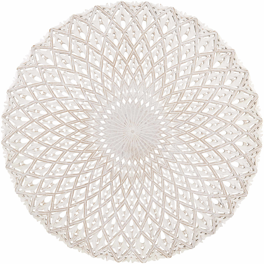 Chancelade White Round Wall Carving – 35" Bohemian Wall Decor