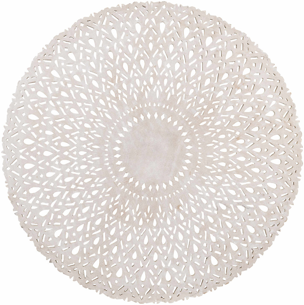 Chancelade White Round Wall Carving – 35" Bohemian Wall Decor