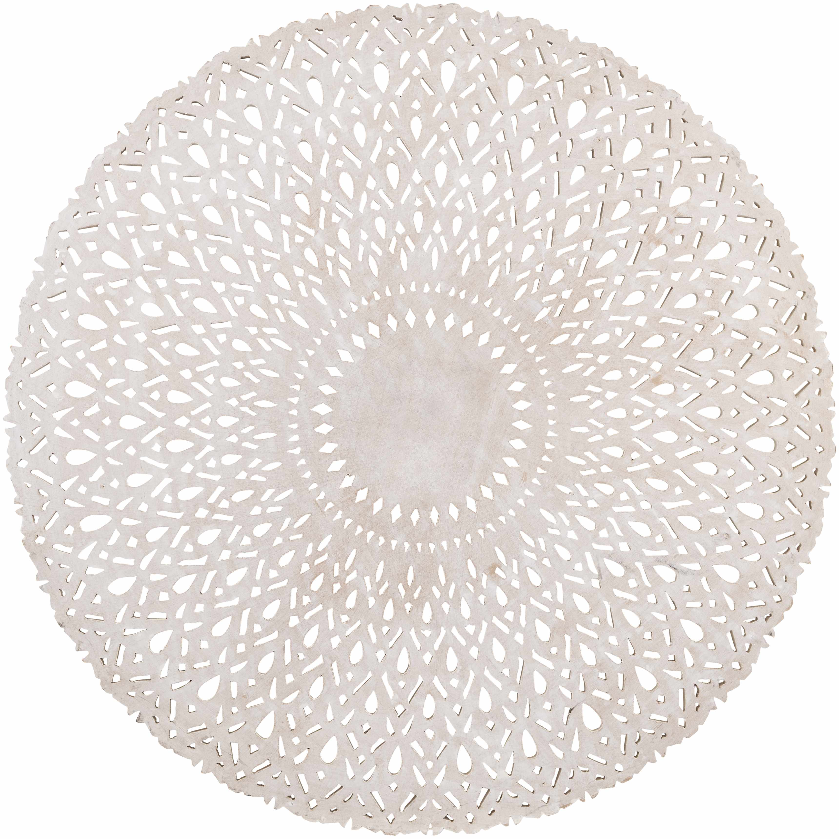 Chancelade White Round Wall Carving – 35" Bohemian Wall Decor