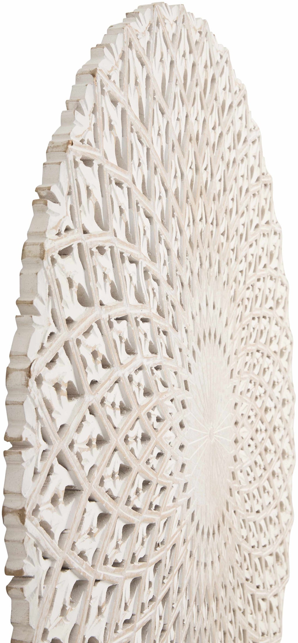 Chancelade White Round Wall Carving – 35" Bohemian Wall Decor
