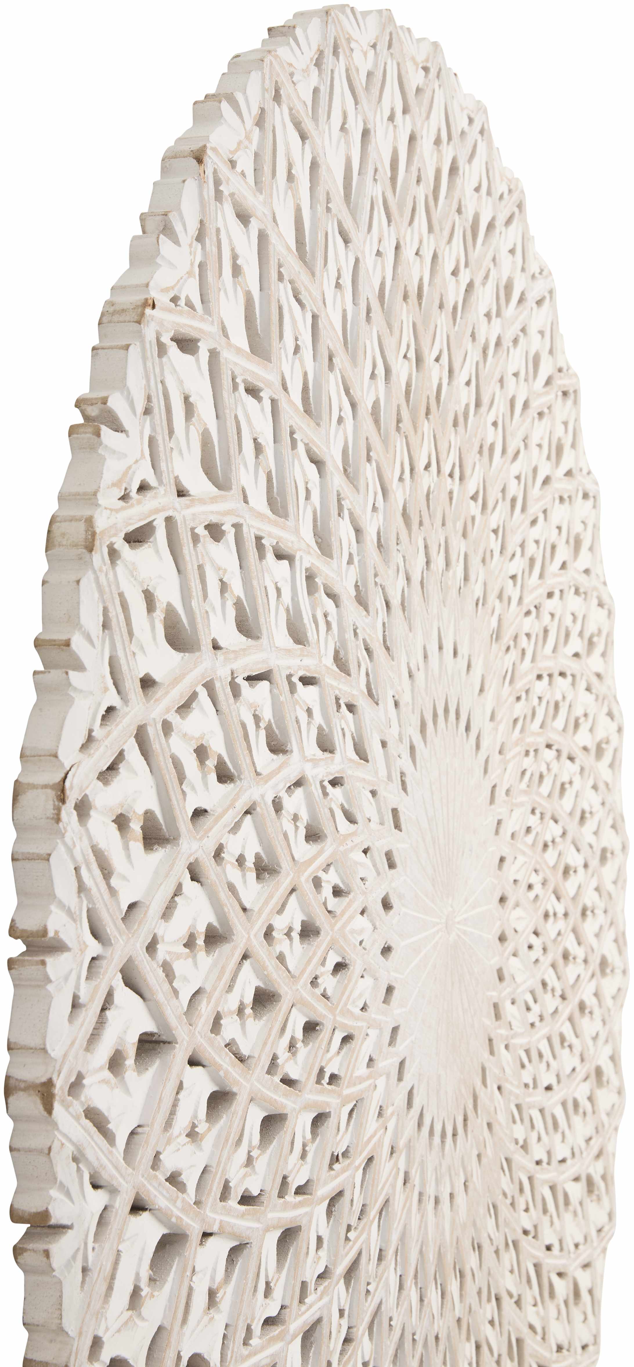 Chancelade White Round Wall Carving – 35" Bohemian Wall Decor