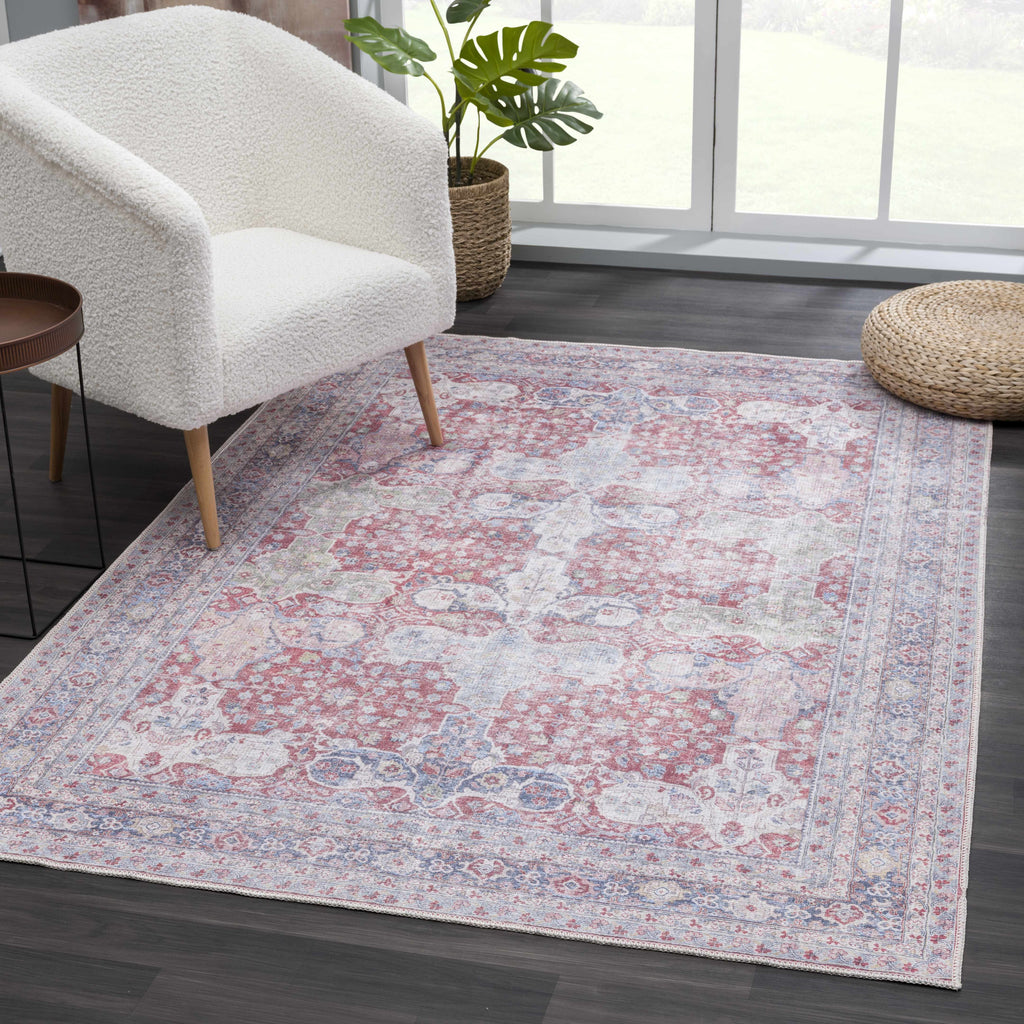 Goma Vintage Machine Washable Area Rug – Blush, Sage & Navy