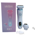 2-in-1 electric bikini trimmer for women, blue with shaver head and attachments