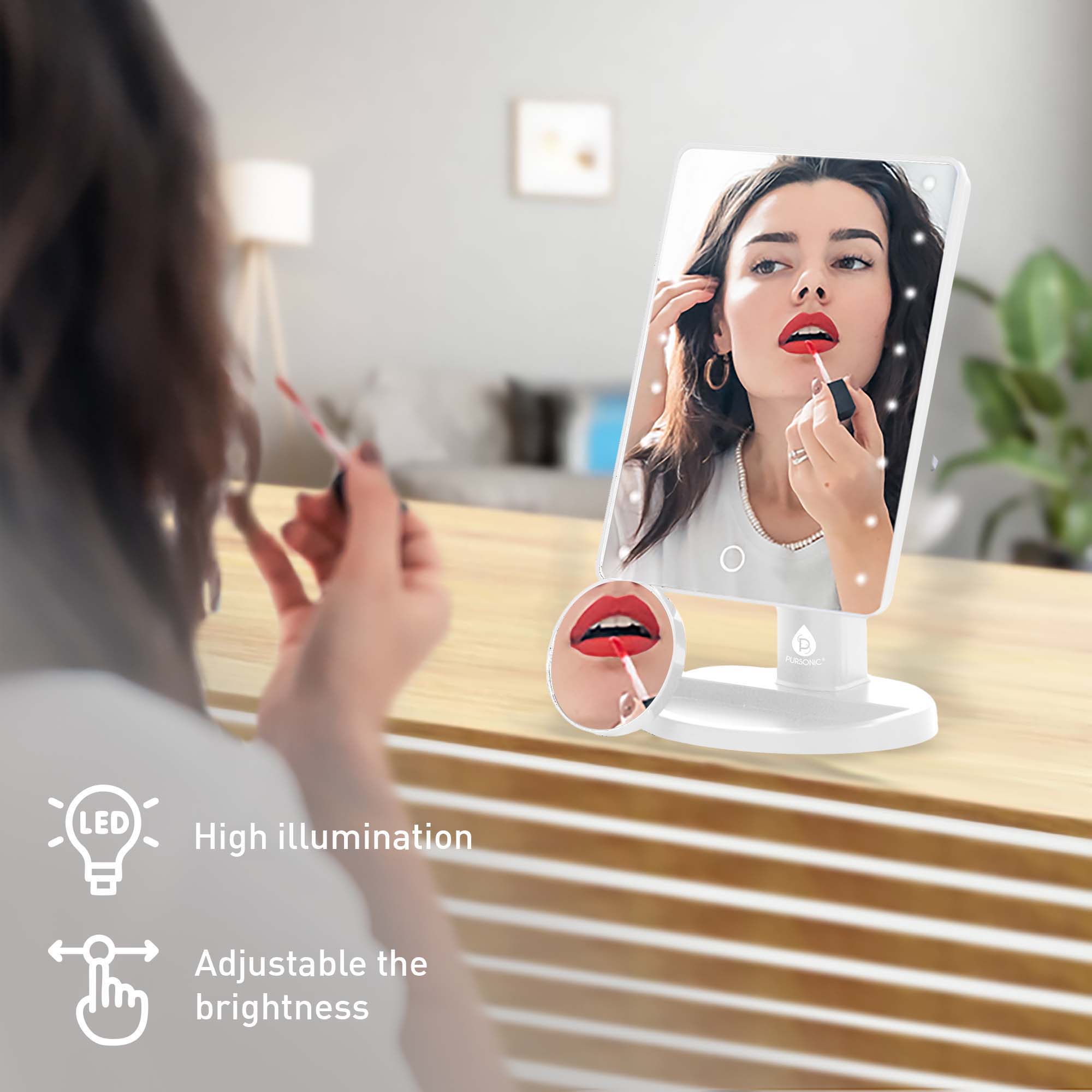 Dimmable LED Vanity Mirror & Pursonic Triple Barrel Hair Curler: The Ultimate Glow-Up Bundle-4