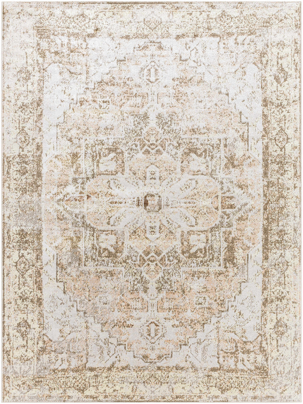 Hera Machine Washable Area Rug – Brown & Beige Traditional Style