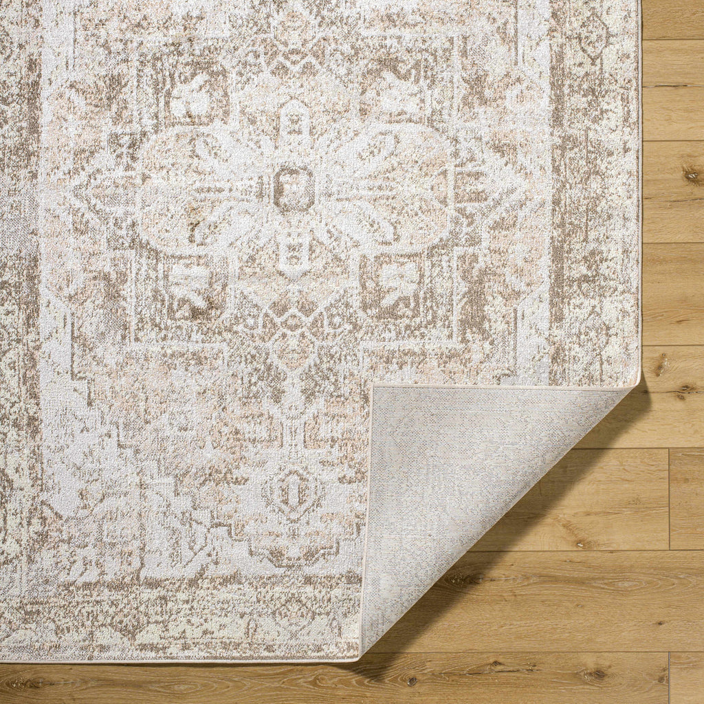 Hera Machine Washable Area Rug – Brown & Beige Traditional Style