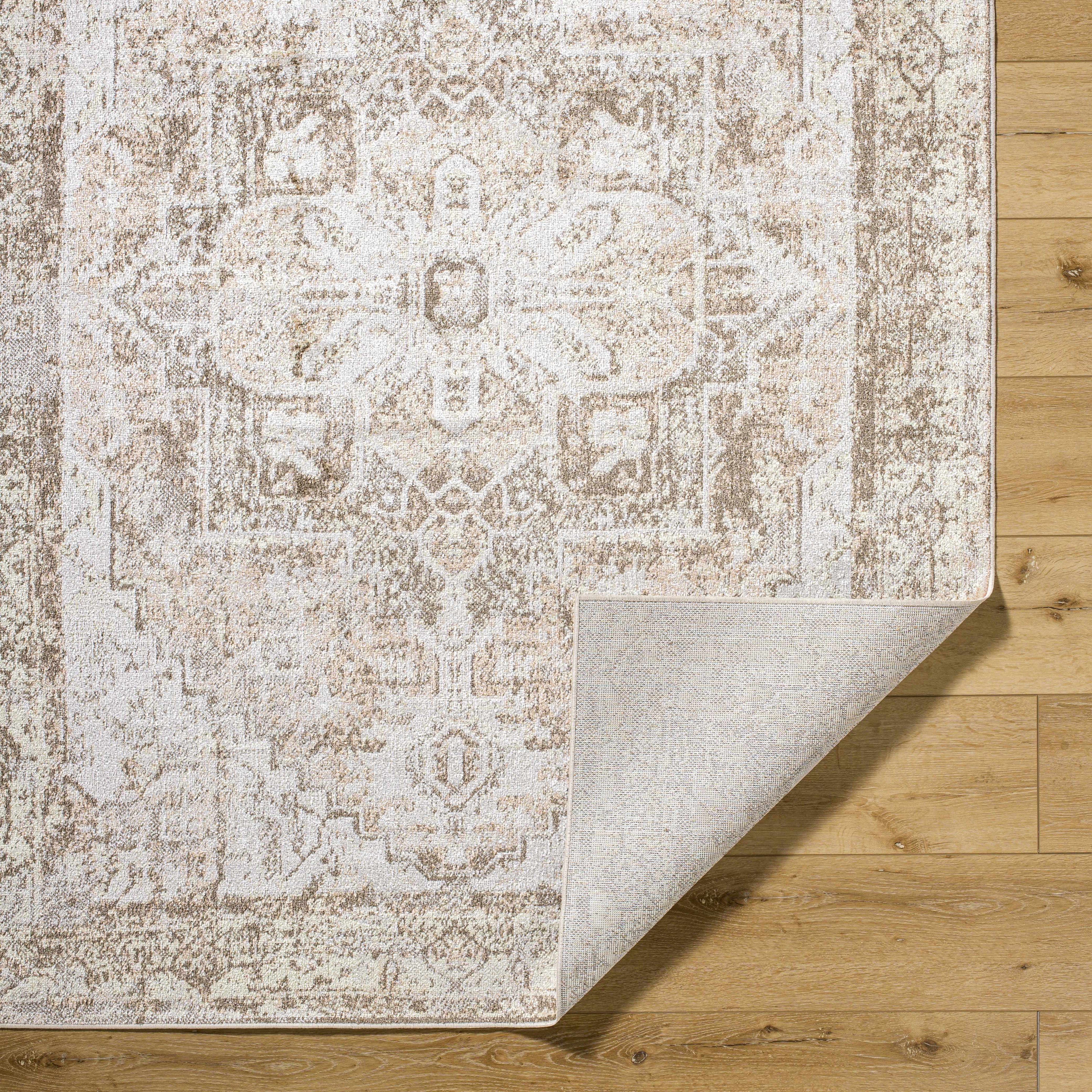 Hera Machine Washable Area Rug – Brown & Beige Traditional Style
