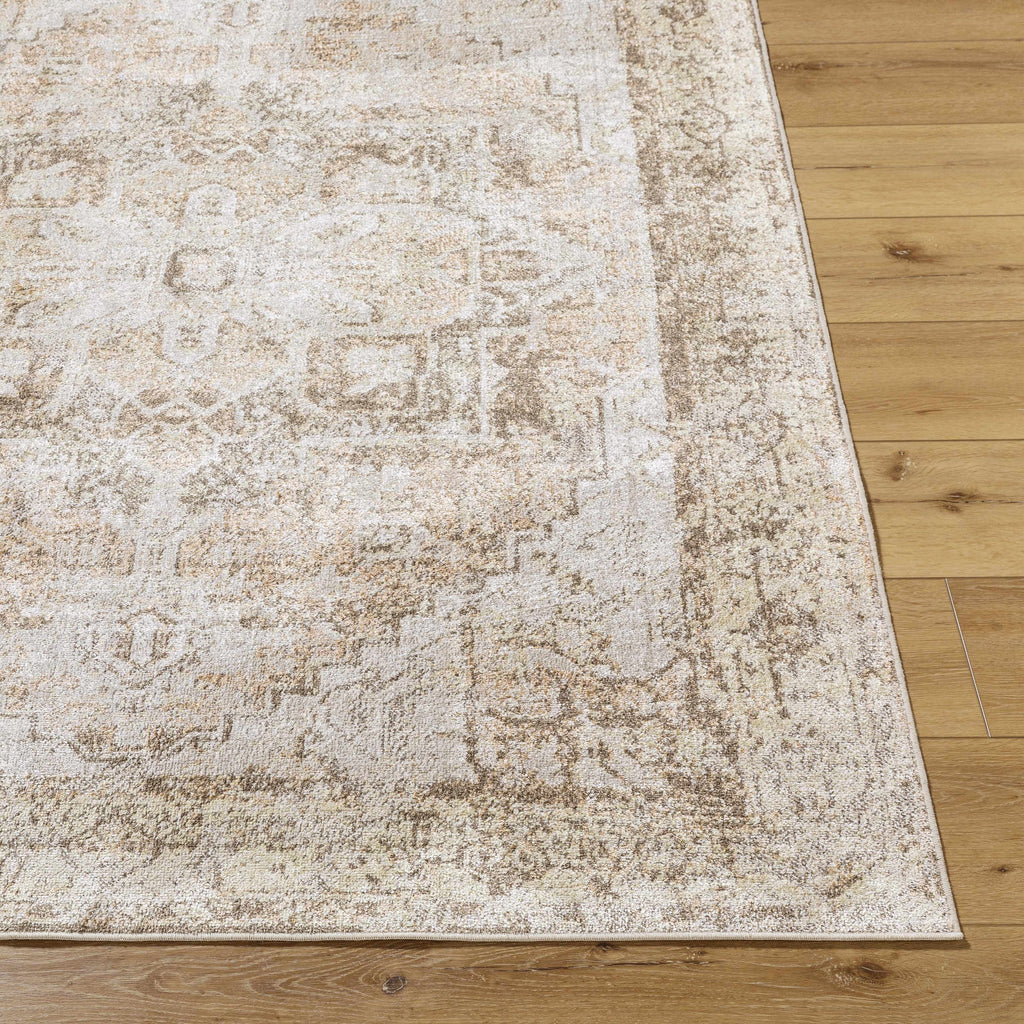Hera Machine Washable Area Rug – Brown & Beige Traditional Style