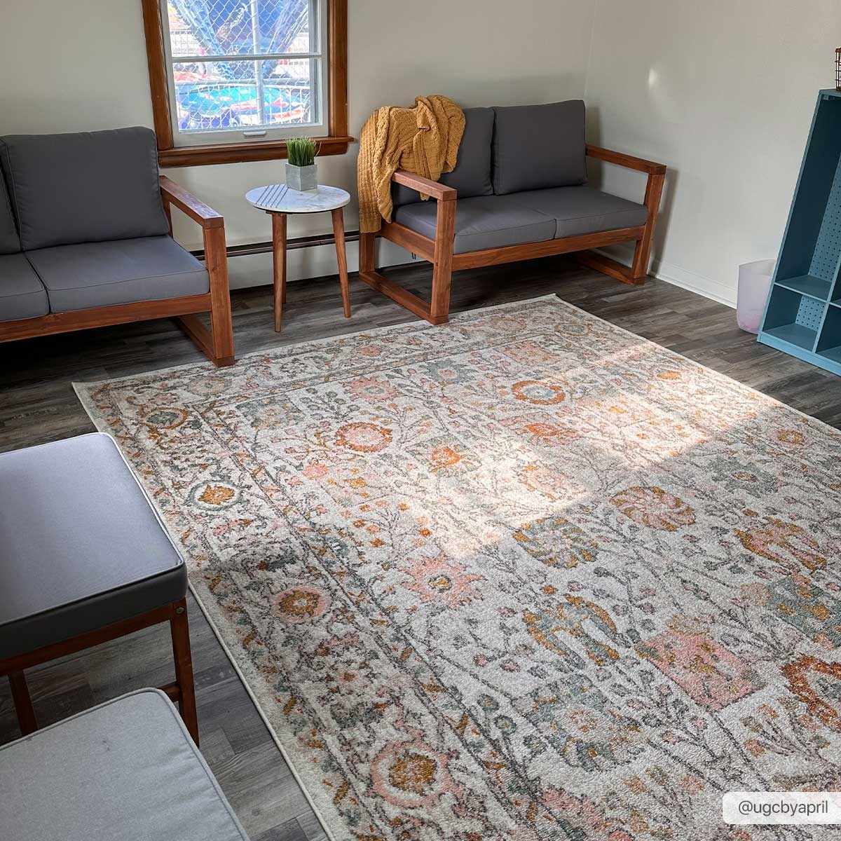 Herstmonceux Traditional Area Rug – Charcoal, Mustard & Dusty Pink