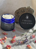 Face scrub and tallow balm set with blue balm jar and round scrub container