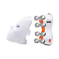 LED roller massager and LED face mask set, white device with chrome massage heads