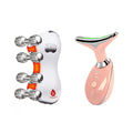 White LED therapy wand with chrome roller heads and pink skin roller massager